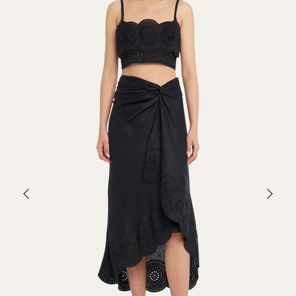 A.L.C Heather Linen Eyelet Twist Midi Skirt